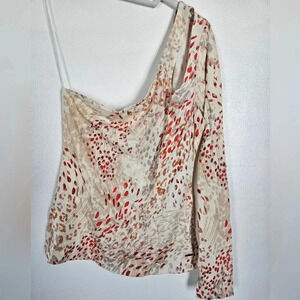 NWT n:philanthropy libra abstract animal print one‎ shoulder long sleeve top